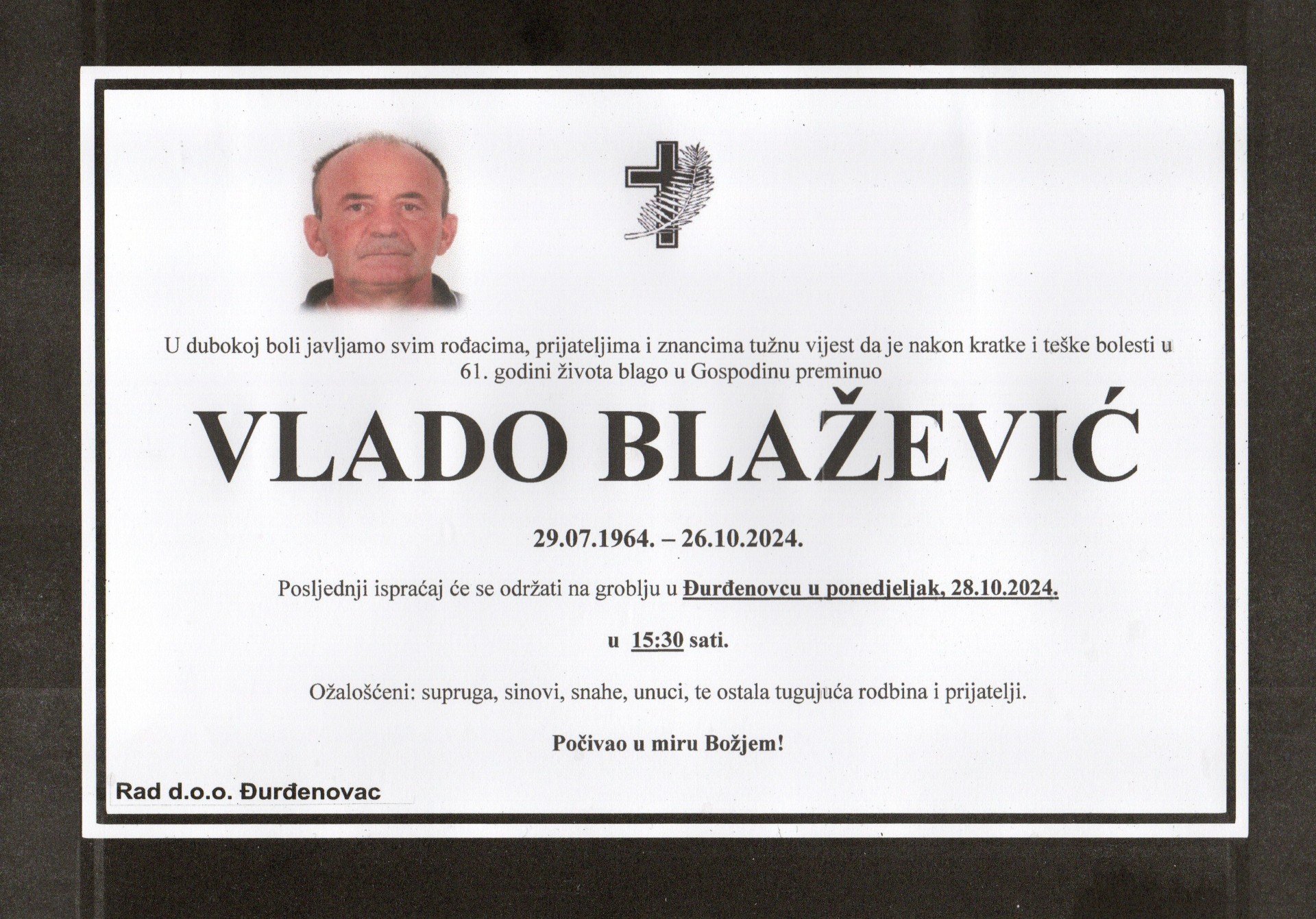 thumbnail Vlado Blazevic osmrtnica